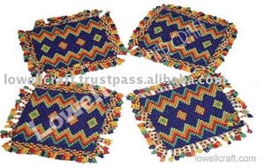 Classic Style Promotional <b>Cup</b> Coaster Set with Intricate Beaded Design Elegant Glass Coasters <b>Cups</b> Mugs Home Table Protection - Product Image 3