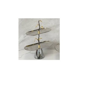 Plateau de service décoratif artisanal en métal et verre pour la maison, l'hôtellerie et la restauration, avec bordure dorée design, plateau de service arrondi - Product Image 6