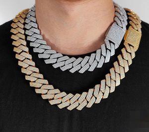 Collar de cadena cubana con incrustaciones de moissanita chapado en oro, joyería hip hop, moda moderna, dije de plata 925, para fiesta de rapero, para hombre - Product Image 1