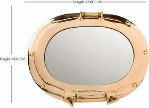 Brass Art Deco Hanging Porthole <b>Mirror</b> Window Nautical Ships Decor Handmade India Manufacturer - Product Image 5