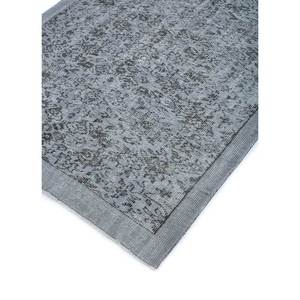 Tapis en laine noué à la main gris et noir vintage Pae-632, tapis de salon rectangulaire abstrait à motif médaillon pour adolescents et maison - Product Image 2