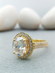 Custom Fancy Solitaire OVAL SHAPE VVS Moissanite Fine Jewelry Set 100% Satisfacción Garantizada 14K 18K Oro 925 Plata - Product Image 2