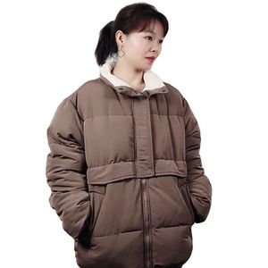 2023 chaqueta acolchada de invierno ecológica transpirable de alta calidad para mujer, relleno de algodón grueso y cálido, logotipo personalizado teñido sólido - Product Image 4