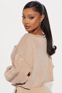 OEM Femmes Acid Wash Sun Faded Baggy Off Shoulder Crop Sweat Shirt et Sweat Shorts French Terry - Product Image 3