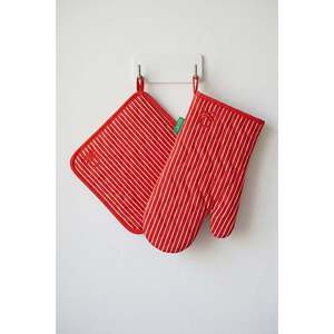 Be-28454-Rd Ensemble de cuisine 100% coton rayé rouge 17*30 cm-20*20 cm (gants et protège-plat) - ROUGE - Product Image 1