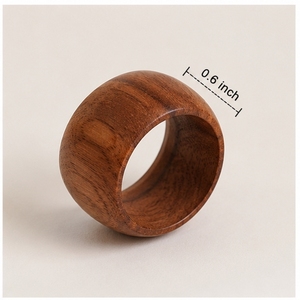 Anneau de serviette rond en bois, style nordique, accessoire de table durable, largeur 4,5 cm, décoration de mariage - Product Image 2