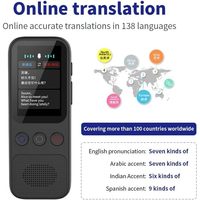 Dispositif de traduction intelligent mini 138 langues, écran tactile de 2 pouces (640x480), traduction en ligne/hors ligne WiFi, reconnaissance vocale IA