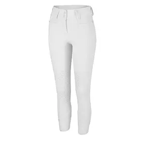 Trending Design Dames Witte Paardensport Panty Broek Met Knie Patch Silicon En Dubbele Voorzak Multicolor Oem