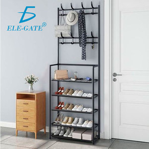 Organizzatore per Scarpe Moderno a 5 Ripiani in Tessuto e Plastica con Doppio Appendiabiti, Contenitore Pieghevole per Scarpe, Vestiti e Borse - Product Image 5