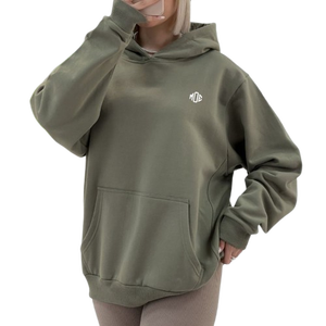 Sweat à capuche à manches longues pour femmes, taille plus, tissu respirant, coupe ample, couleur unie, OEM, sweat à capuche streetwear personnalisé, fournisseur - Product Image 1