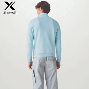 Vente en gros tendance nouvelle fermeture éclair complète US 100% coton col rond thermique décontracté écologique sweat uni teint hiver - Product Image 3