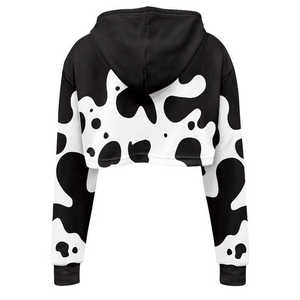 Sudadera con capucha recortada de algodón personalizada de alta calidad para mujer estilo informal de Punto ligero para Otoño Invierno Top corto con capucha y logotipo frontal - Product Image 3