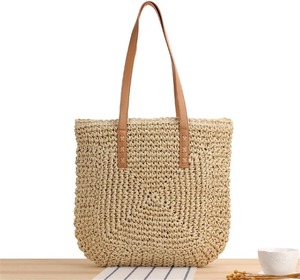 Bolsos de Mano de Moda para Mujer, Ecológicos y Ligeros, Tejidos con Paja de Papel y Seagrass, con Cierre de Cremallera, Ideales para Compras y Picnic - Product Image 4