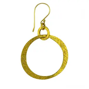 Gold Plating Textured Hoop <b>Earrings</b> <b>Fine</b> <b>Clip</b>-<b>On</b> Daily Wear Jewelry for Women - Product Image 1