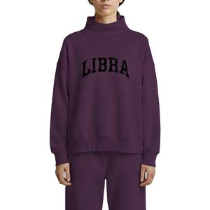 Sweat-shirt en molleton à col montant surdimensionné pour femmes, manches longues, mélange polyester/coton, respirant, écologique, décontracté - Product Image 1