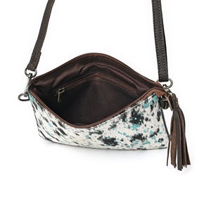 Bolso Bandolera de Cuero Vacuno Vintage, Bolso de Mano Occidental Tallado en Turquesa - Product Image 5