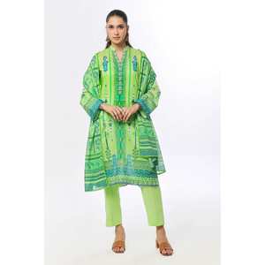 Ensemble de costume en tissu imprimé non cousu vert pour femmes, 3 pièces - Product Image 1