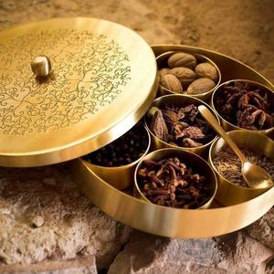 Metal & Wood Masala Box <b>for</b> Seeds Dry Fruit and Spice Metal Boxes Handicraft <b>Item</b> <b>for</b> <b>Decor</b> Table and <b>Kitchen</b> Handmade Gift <b>Item</b> - Product Image 4