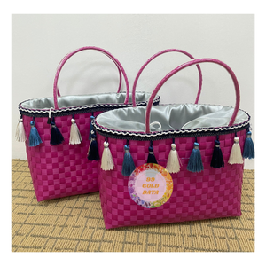 Handwoven PP Strap Weaving Fashionable Colorful <b>Beach</b> Handbag for Ladies New Year Occasion Handbag Mexico <b>Plastic</b> Weave <b>Bag</b> - Product Image 3