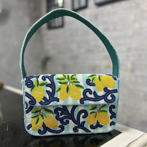 Bolso de Hombro de Alta Calidad con Cuentas, Bordado de Limón, Bolso de Mano con Cuentas de Vidrio, Bolso de Verano, Bolso de Fiesta, Bolsos Personalizados para Mujer - Product Image 1