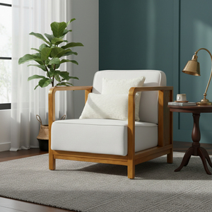 Sillón de Teca de Alta Calidad, Nuevo Estilo Chino, Diseño Europeo de Ocio para Sala de Estar, Dormitorio, Estudio, Exterior - Product Image 5