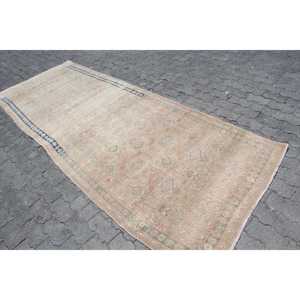 3.6x10.5 ft <b>Runner</b> Turkish <b>Rug</b>, Brown Bordered Vintage <b>Rug</b> - Product Image 2