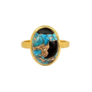 Best Selling Solid 925 Sterling Silver Blue Black Copper Kingman <b>Turquoise</b> 12x16mm Bezel Setting <b>Ring</b> for Women Handmade Jewelry - Product Image 1