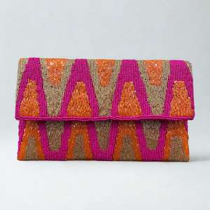 Perles de verre multicolores Poignée de sac à main Casual Indian Handicraft Handmade Baguette Bag MS Handicraft Brand Beads - Product Image 4