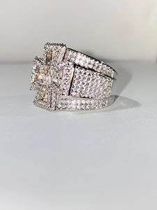 Baguette ตัด GRA ได้รับการรับรอง VVS Moissanite เพชร925แหวนดีไซน์ไขว้เงินสเตอร์ลิงสำหรับผู้ชายขายส่ง - Product Image 2