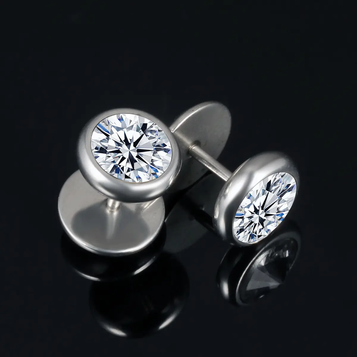 Japanese and Korean fashion simple titanium steel earrings men's personality hip-hop all-match stainless steel zircon earrings