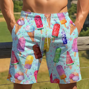 กางเกงขาสั้นชายหาดลายการ์ตูนไอศกรีมฤดูร้อนแบบใหม่ พิมพ์ลาย 3 มิติ สำหรับผู้ชายและเด็ก ลายกะโหลกหลอมละลาย กางเกงขาสั้นสำหรับเล่นกีฬาและกิจกรรมกลางแจ้ง ชุดว่ายน้ำ - Product Image 1