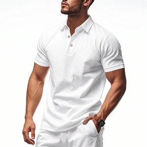Polo de manga corta personalizado para hombre de alta calidad 250 gramos de gran tamaño informal verano 100% algodón transpirable para hombre - Product Image 4