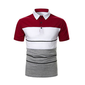 เสื้อโปโลปักโลโก้สำหรับผู้ชายเสื้อลำลองแขนสั้นผ้าสแปนเด็กซ์โพลีเอสเตอร์ฤดูร้อนสีทึบดีไซน์เรียบง่าย - Product Image 2