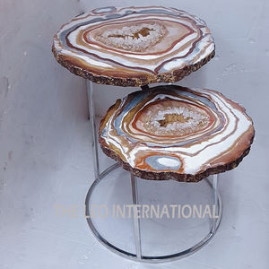 Mesa Auxiliar de Salón Exquisita, Mesa Auxiliar Versátil para Sofá o Cama, con Superficie de Mármol, Forma Geométrica, Resistente - Product Image 4