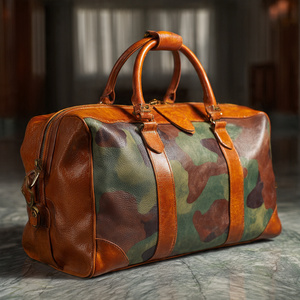 Bolsa de Viaje de Cuero con Camuflaje y Compartimento para Zapatos, Bolsa de Deporte, Bolsa de Hombro de Cuero - Product Image 6