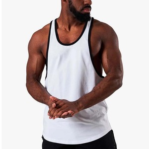 Débardeur de gym en coton blanc personnalisé pour hommes avec logo de course à pied Stringer à col en V sur tissu standard - Product Image 4