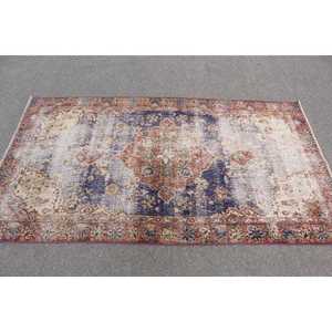 Alfombra Turca de 3.5x6.4 pies, Alfombra Decorativa Vintage, Alfombra con Diseño de Plantas y Árboles Azules - Product Image 2