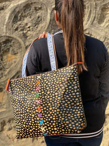 กระเป๋าโท้ทหนังวัวขนสัตว์สำหรับผู้หญิงกระเป๋าช้อปปิ้งแบบปิดซิปขนาดใหญ่ทำด้วยมือมีสไตล์ - Product Image 4