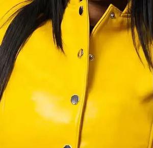 Chaqueta Universitaria Corta para Mujer, Chaqueta Deportiva de Cuero y Lana de Primera Calidad para Mujer, Manga Larga - Product Image 4