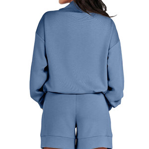 Chándal de Diseño Personalizado, Conjunto de Chándal Liso con Cuello Levantado, Sudadera con Capucha y Pantalones de Chándal Desgastados, Lavado Ácido, Chándal de Mujer - Product Image 3