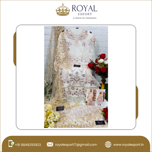 Vêtements ethniques indiens Faux Georgette avec broderie lourde et travail de diamant costume indien pakistan entièrement cousu - Product Image 5