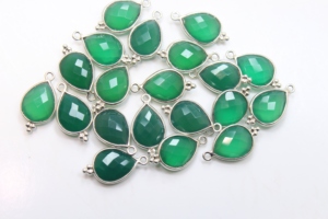 925 Sterling Silver 10X14MM Green Onyx Faceted Pear Shape <b>Pendant</b> Bezel Setting for Engagement Anniversary Party Jewelry Making - Product Image 3