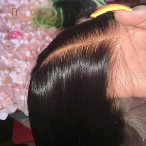 Perruques de cheveux humains de haute qualité pour femme, frontale en dentelle transparente avec nœuds blanchis, perruque brésilienne Remy lisse coupe bob, base en soie - Product Image 1