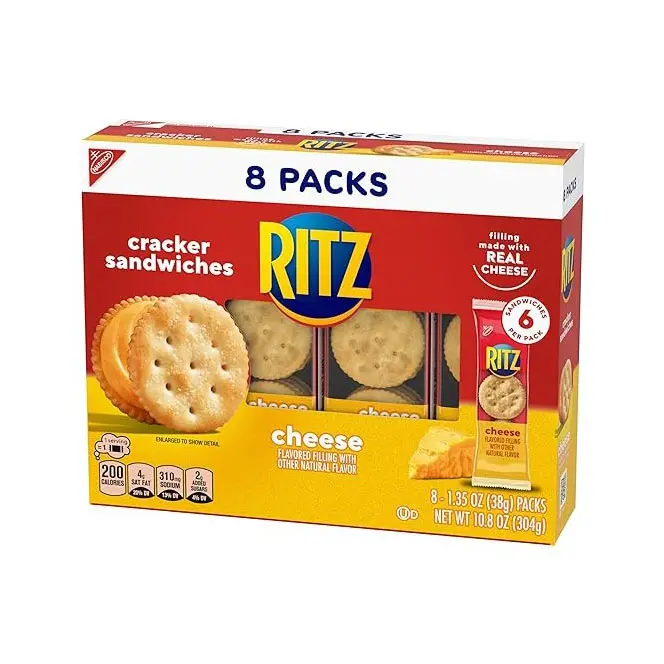 R-itz Cracker แซนวิชพีชชีสบิสกิตและคุกกี้ 180 กรัมของว่างที่แปลกใหม่ครีมชีสคุกกี้