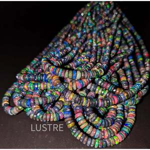 Perles Heishi en opale éthiopienne noire de 4-6 mm, en vrac, cristal naturel, forme pneu - Product Image 3