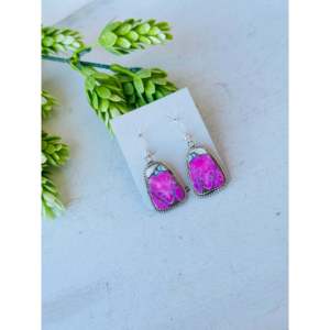 Gabi Jim Sterling <b>Silver</b> Dangle Drop <b>Earrings</b> Cotton Candy Composite Material - Product Image 3