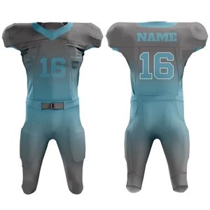 Uniformes de fútbol americano sublimados, venta al por mayor, conjunto de pantalones de Jersey duraderos de ajuste personalizado diseñados para uso en equipos y partidos de liga - Product Image 1