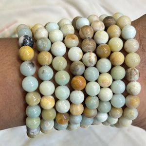 Perles rondes en amazonite naturelle 8 mm/6 mm/4 mm de haute qualité cirées/entoilées certifiées par un tiers - Product Image 3