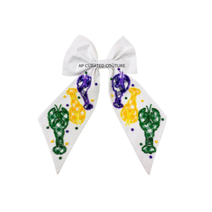 Mardi Gras Best Quality Handcrafted Fashion Beaded Alligator <b>Hair</b> <b>Bows</b> <b>for</b> Women 2026 New Collection Festive Parties Parades - Product Image 1