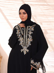 Vestido Abaya transpirable cómodo de alta calidad para mujeres musulmanas bordado personalizado impresión estilo paquistaní OEM disponible - Product Image 4